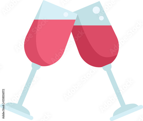 Wine cheers icon flat vector. Hand drink. Bar alcohol isolated