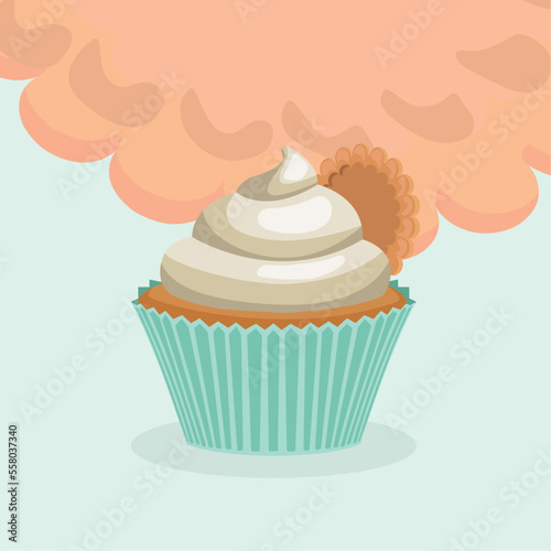 sweet cupcake with cookie
