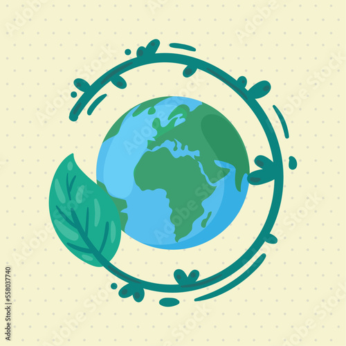 earth planet with leafs