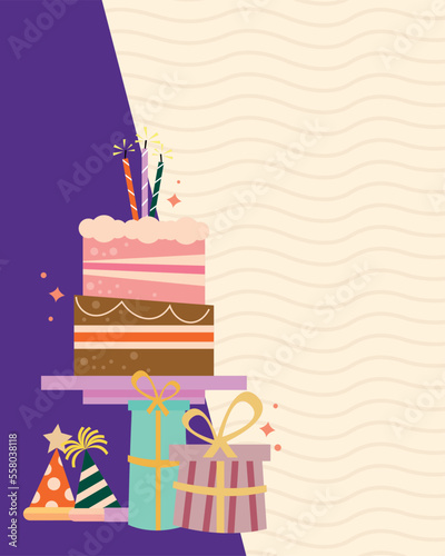 birthday sweet cake and hats