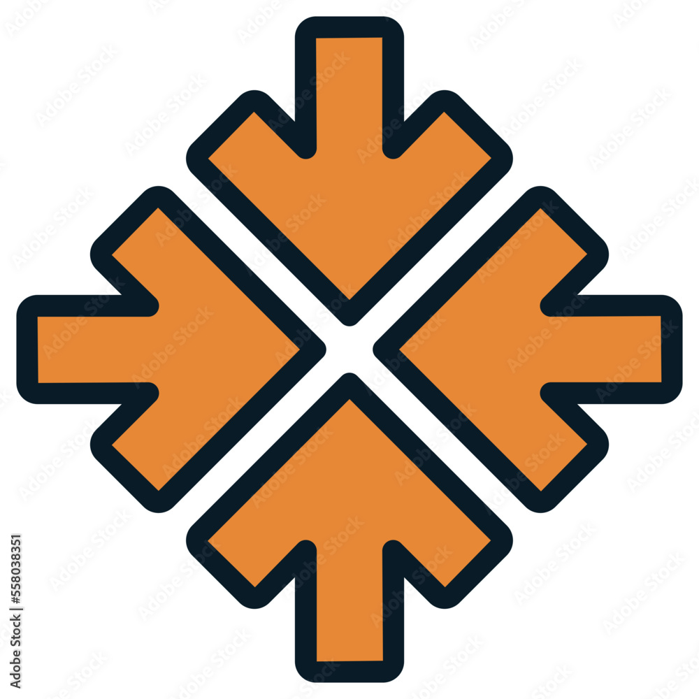 gather four orange arrows icon