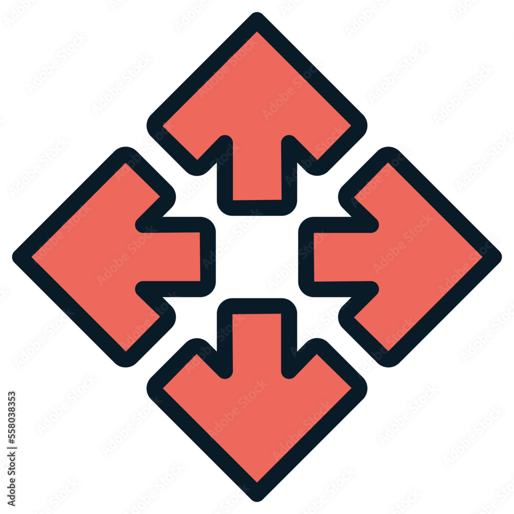 four way red arrows icon