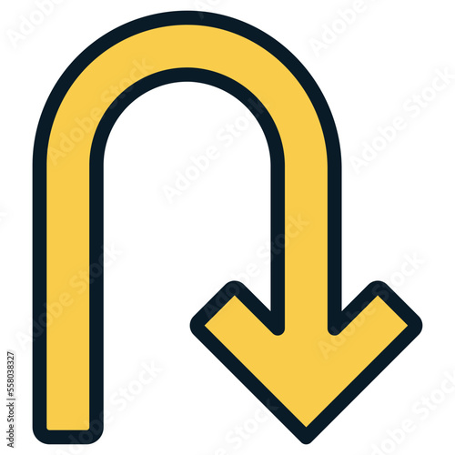 u turn yellow arrow icon