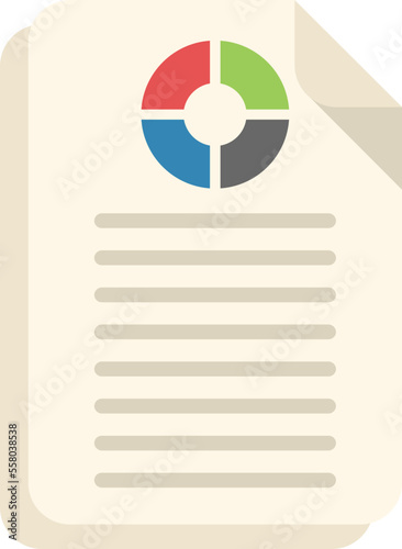 Chart file icon flat vector. Business paper. Data market isolated