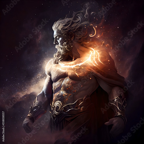 Fototapete Zeus, the god of thunder as a cosmic entity