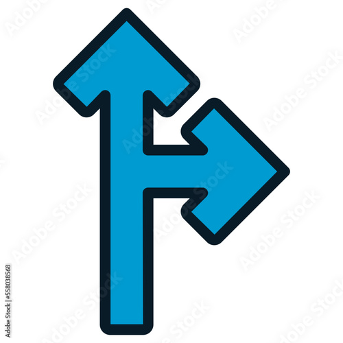 two way split blue arrow icon