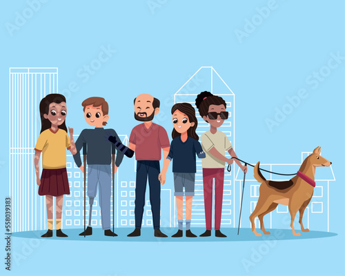 five disability persons