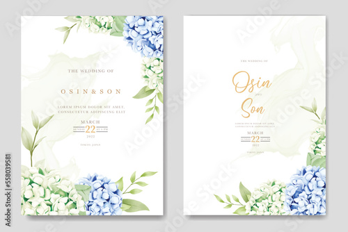   beautiful hydrangea floral wedding invitation card 