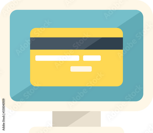 Online bank card icon flat vector. Internet store. Phone retail isolated