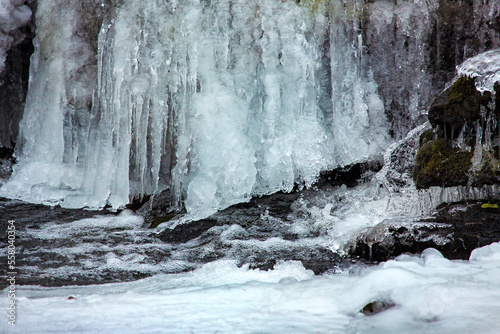Icy waterfall at Goodwin State Forest in Chaplin, Connecticut.