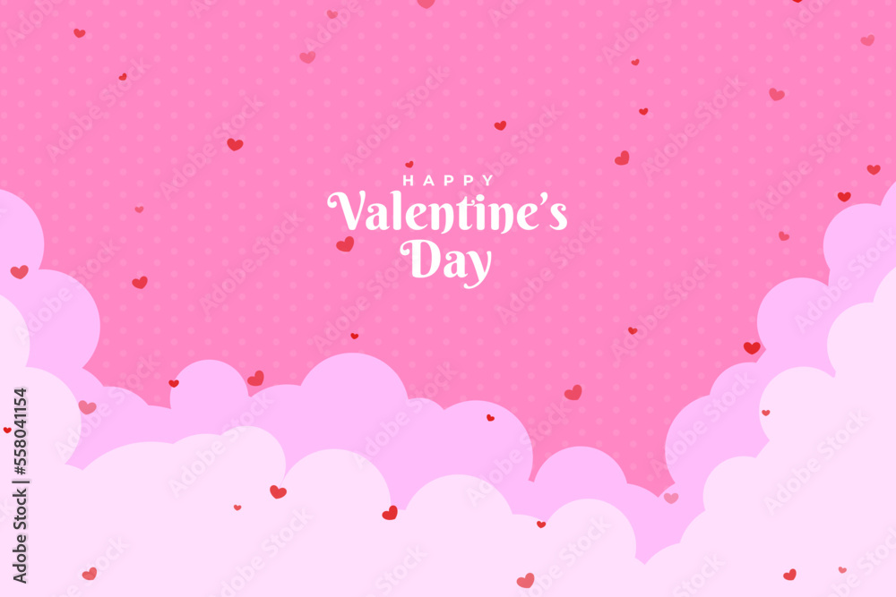 Happy Valentine's day poster voucher, frame on white background. Vector illustration. Gift card, love party, Valentin sale flyer