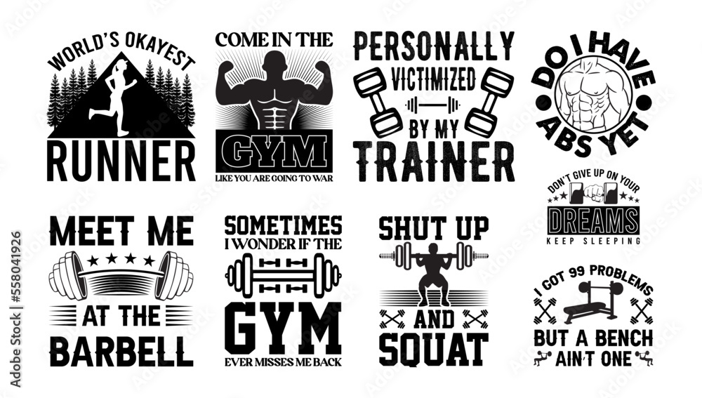 Gym-Fitness T-shirt Design bundle