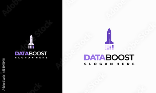 Data Boost Logo designs concept vector, Rocket and Graph Logo symbol icon