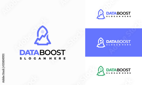 Data Boost Logo designs concept vector  Rocket and Graph Logo symbol icon