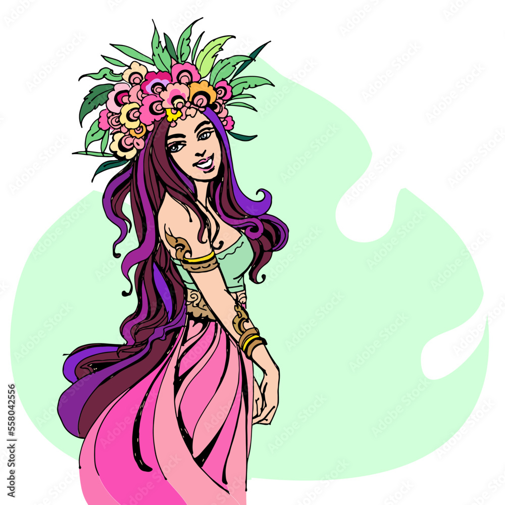 girl with a flower vector for card illustration background girl with a flower vector for card illustration background