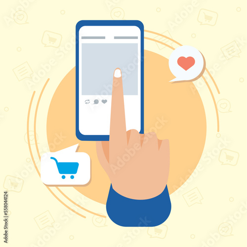 hand touching smartphone