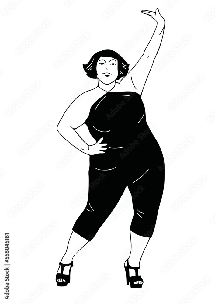 Obraz premium dancing woman free time art hand drawn illustration