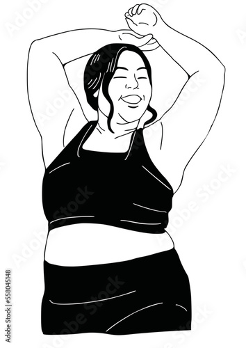 woman wearing workout clothes leisure time art home life hand drawn illustration