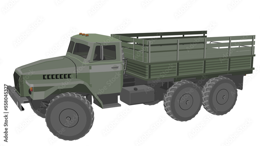 Military jeep truck high quality 3d render 