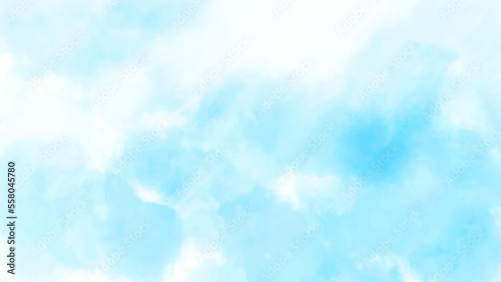 Blue sky and white cloud. Blue watercolor background for textures backgrounds and web banners design
