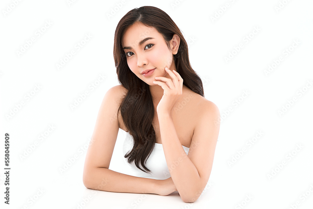 Beautiful young asian woman with clean fresh skin on white background, Face care, Facial treatment, Cosmetology, beauty and spa, Asian women portrait. Beautiful young asian woman with clean fresh skin on white background, Face care, Facial treatment, Cosmetology, beauty and spa, Asian women portrait.