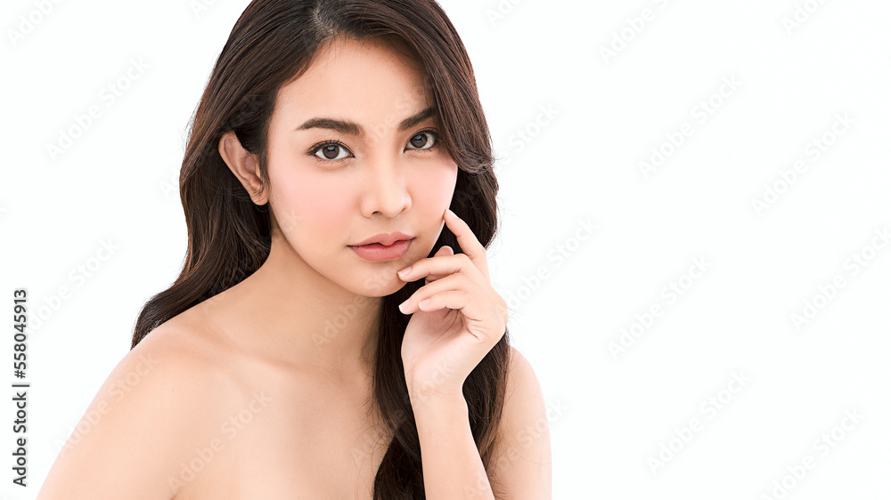 Beautiful young asian woman with clean fresh skin on white background, Face care, Facial treatment, Cosmetology, beauty and spa, Asian women portrait. Beautiful young asian woman with clean fresh skin on white background, Face care, Facial treatment, Cosmetology, beauty and spa, Asian women portrait.