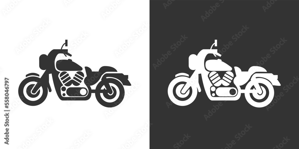 Obraz premium Motorcyle icon. Kind of motorcycle from moped, scooter, roadster, sports, cruiser, touring, scrambler, trial bike, and chopper.
