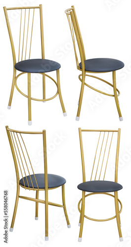 Stool for a home or cafe. An element of the interior. Isolated from the background. In different angles