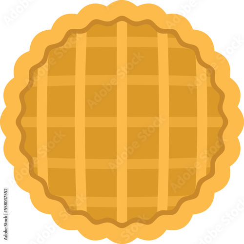 Top view apple pie icon flat vector. Cake dessert. Fruit tart isolated