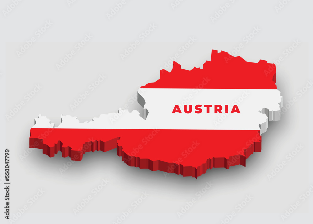 Fototapeta premium Austria 3d flag map vector