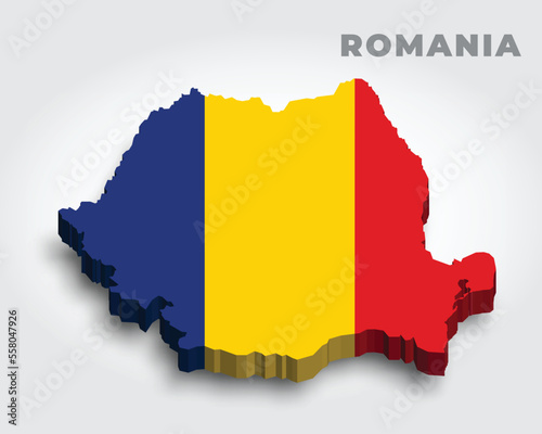Illustration of a map of Romania with flag