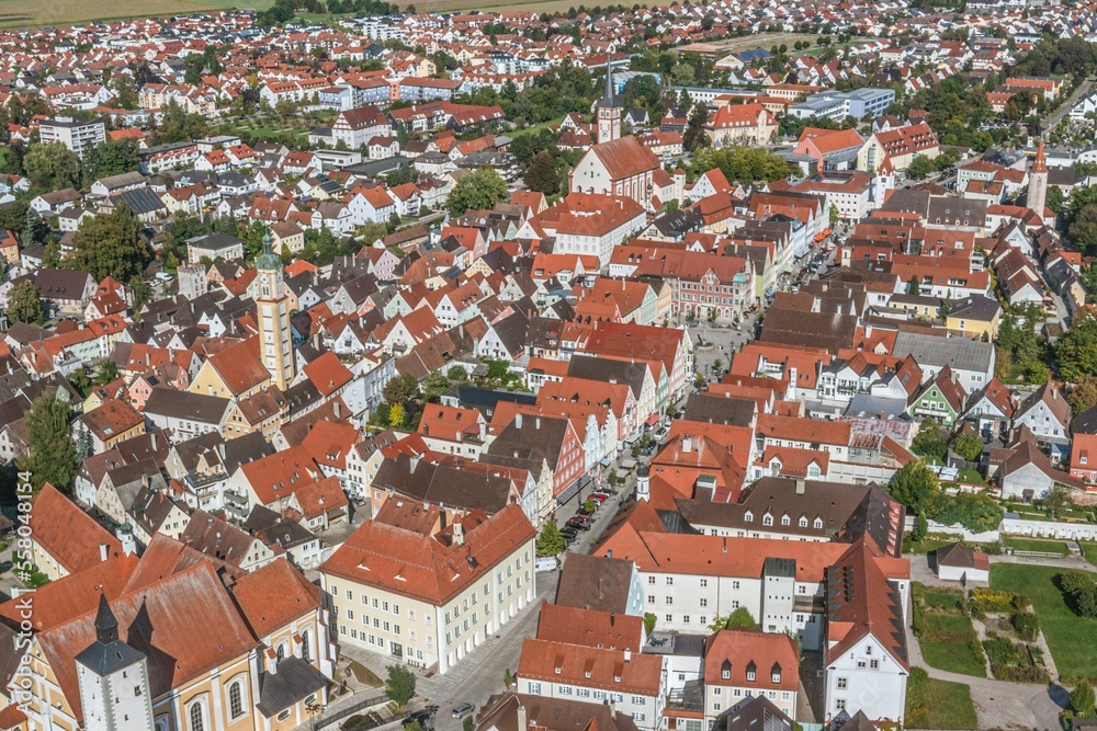 Ausblick auf die Altstadt von Mindelheim im Unterallgäu