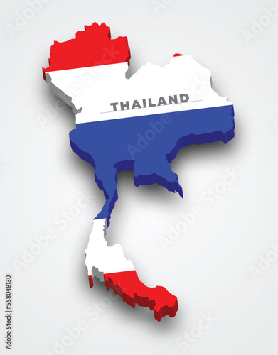 Thailand 3d flag map vector