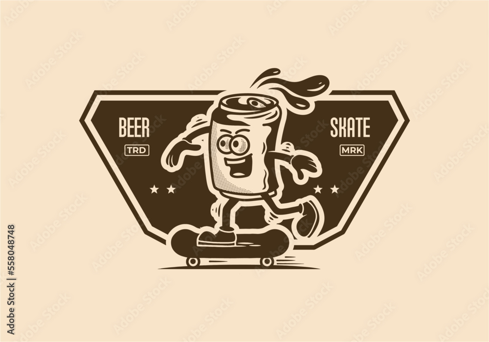 mascot illustration of a beer can skateboarding mascot illustration of a beer can skateboarding
