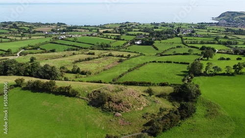 Aerial view of Knockdhu Moat at Cairncastle County Antrim Northern Ireland photo