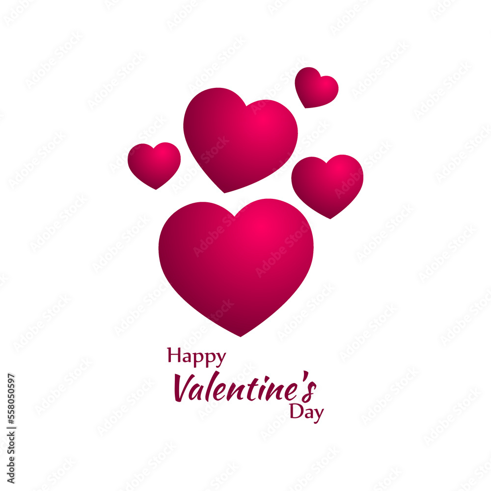 Vector illustration of Happy Valentine's Day Hearts concept greeting