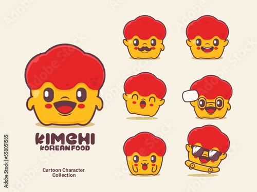 Kimchi cartoon character korean food vector illustration