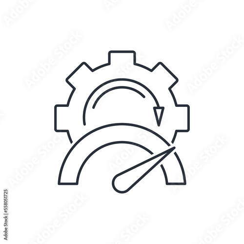 equipment and speed. Acceleration of process dynamics.  Vector linear icon isolated on white background.