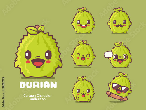 durian cartoon character fruit vector illustration