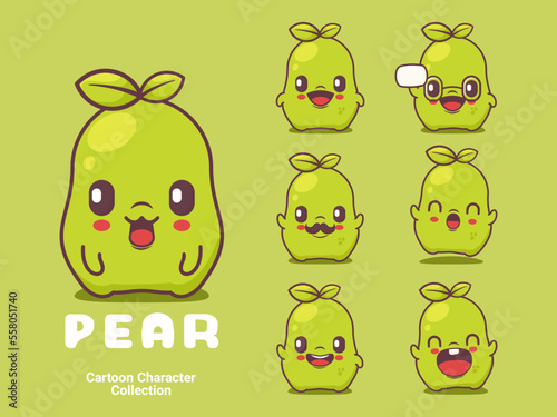 pear cartoon character fruit vector illustration