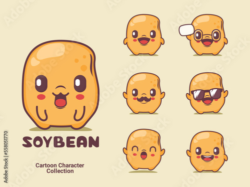 soy bean cartoon character vector illustration