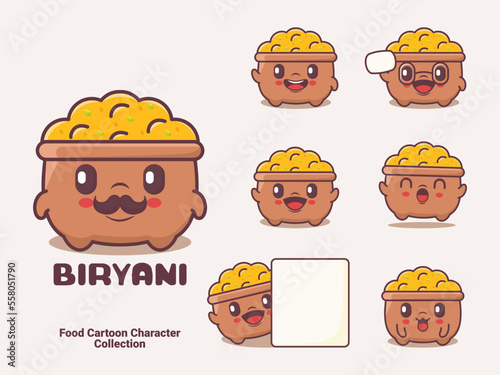 biryani cartoon character indian food vector illustration