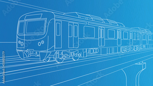  Bangladesh High speed Metro rail line art on paper textured background