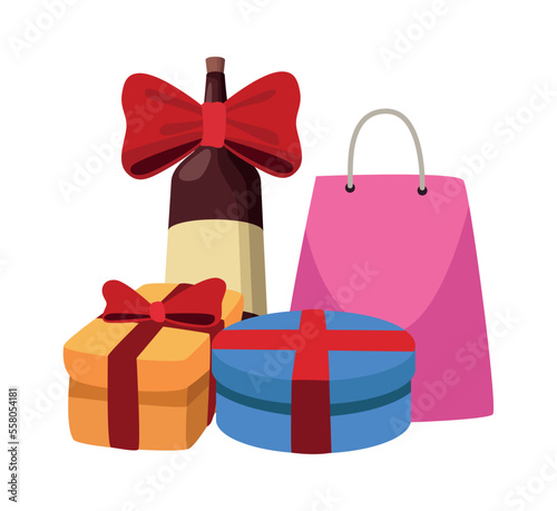wine bottle and gifts