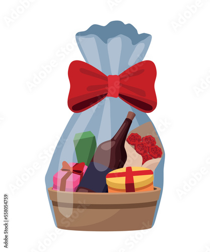 wine bottle in gifts basket