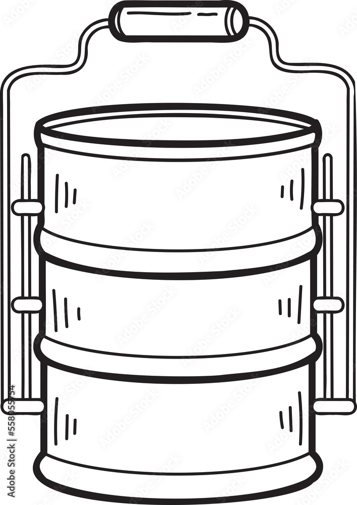 Hand Drawn thai Tiffin and Thai food illustration Hand Drawn thai Tiffin and Thai food illustration