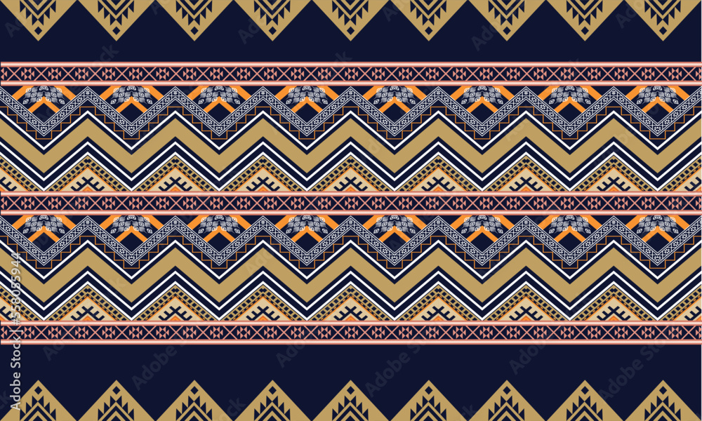 Abstract geometric ethnic pattern design for clothing, fabric, background, wallpaper, wrapping, batik. Knitwear, Pixel pattern, Embroidery style. Vector illustration