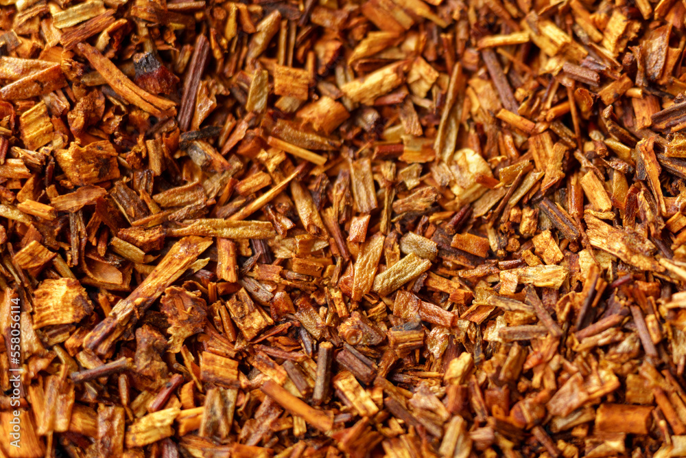 Loose tea rooibos, dry leaves. Close up, macro. Traditional herbal and organic tea. Loose tea rooibos, dry leaves. Close up, macro. Traditional herbal and organic tea.