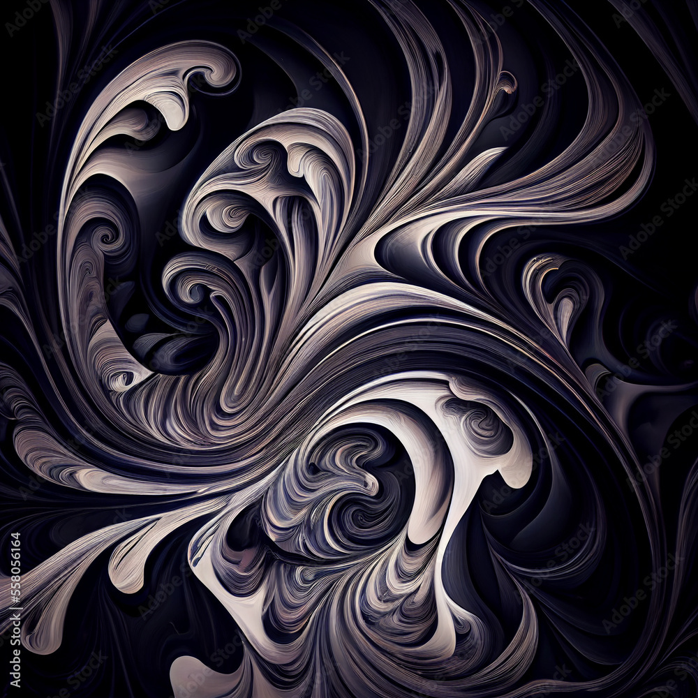 fractal swirling marble background with gold. generative ai fractal swirling marble background with gold. generative ai