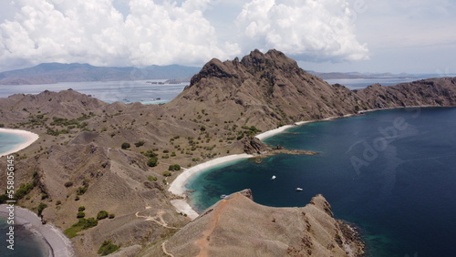 Aerial shoot of padar island, the best vacation spots in Indonesia.